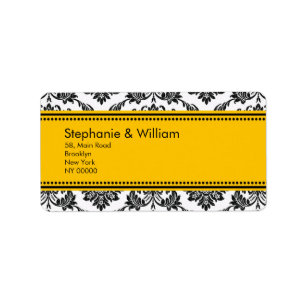 Black & White Damask Wedding Address Labels