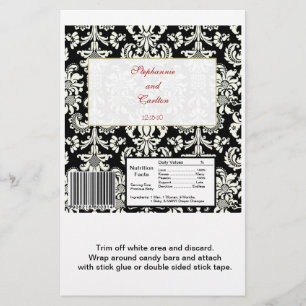 Black/White Damask Wedding Hershey's Large Wrapper