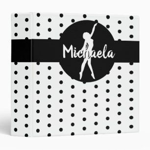 Black White Dance Ballerina Gymnastics Name Binder