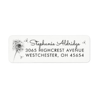 Black & White Dandelion Return Address Labels