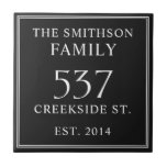 Black White Date Established Address House Plaque Tile<br><div class="desc">Introducing our sophisticated and sleek black and white house address plaque, featuring a minimalist design that exudes elegance. This plaque not only displays your house number but also includes the date of establishment, adding a personal touch to your home. Elevate the exterior of your residence with this stylish and timeless...</div>
