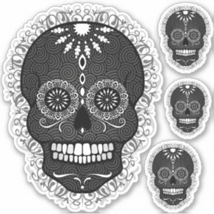 Black & White Day of the Dead Sugar Skulls