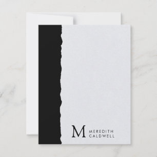 Black White Deckled Edge Colour Block Monogram Card