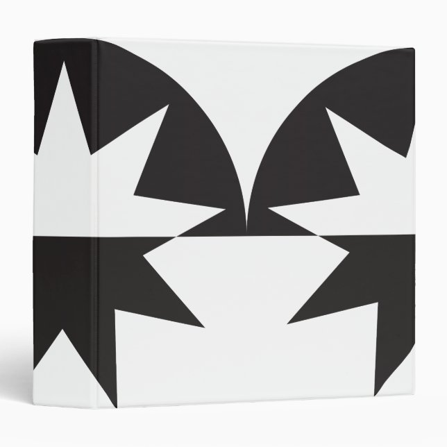 Black White Deco Star Sunburst Binder (Front/Spine)
