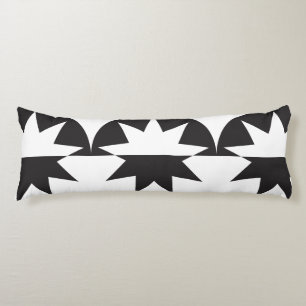 Black White Deco Star Sunburst Body Pillow