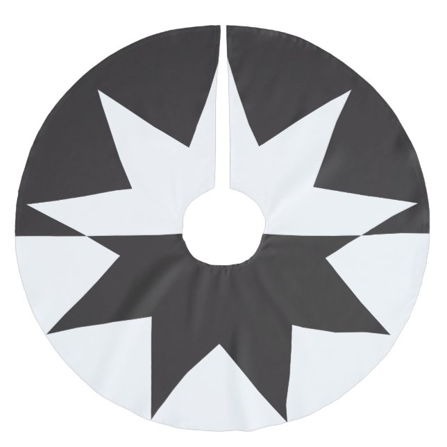 Black White Deco Star Sunburst Brushed Polyester Tree Skirt (Front)