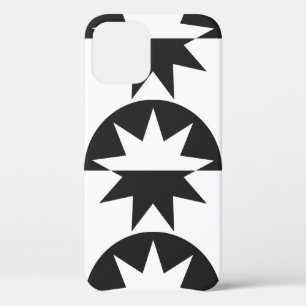 Black White Deco Star Sunburst iPhone 12 Case