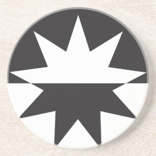 Black White Deco Star Sunburst Coaster