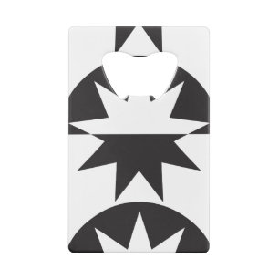 Black White Deco Star Sunburst Credit Card Bottle Opener