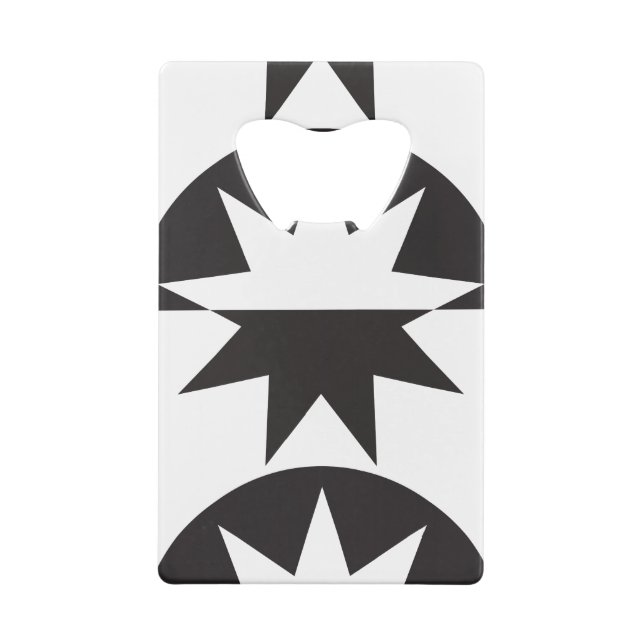 Black White Deco Star Sunburst Credit Card Bottle Opener (Back)