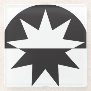 Black White Deco Star Sunburst Glass Coaster