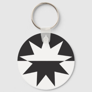 Black White Deco Star Sunburst Keychain