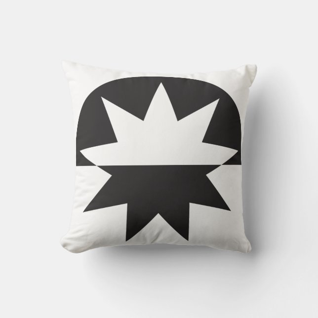Black White Deco Star Sunburst Throw Pillow (Front)
