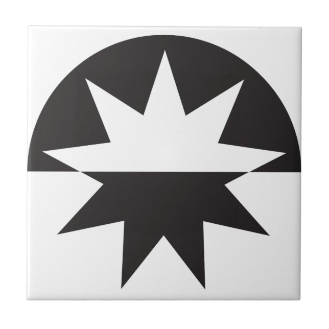 Black White Deco Star Sunburst Tile (Front)