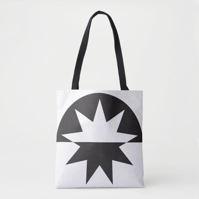 Black White Deco Star Sunburst Tote Bag (Front)