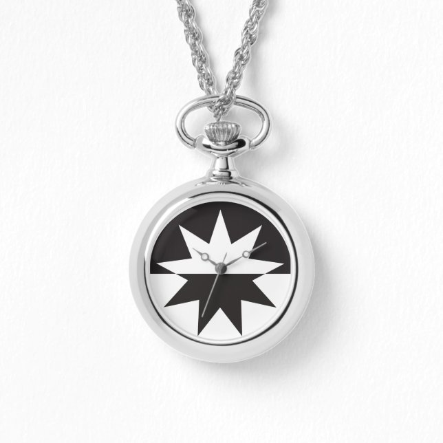 Black White Deco Star Sunburst Watch (Front)