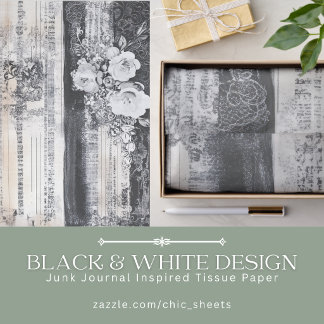 Black & White Design Junk Journal Inspired Tissue Paper