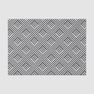 Black & White Diagonal Boxed Stripes Tissue Paper