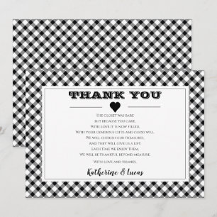 Black   White Diagonal Buffalo Checks Thank You Card