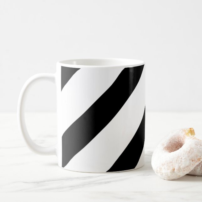 Black & White Diagonal Coffee Mug (With Donut)