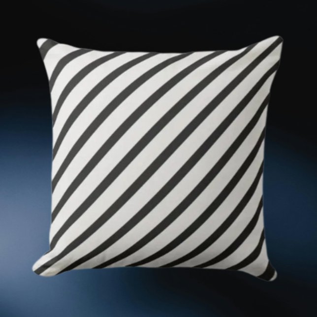 Black & White Diagonal Stripes Throw Pillow – Bold (Creator Uploaded)