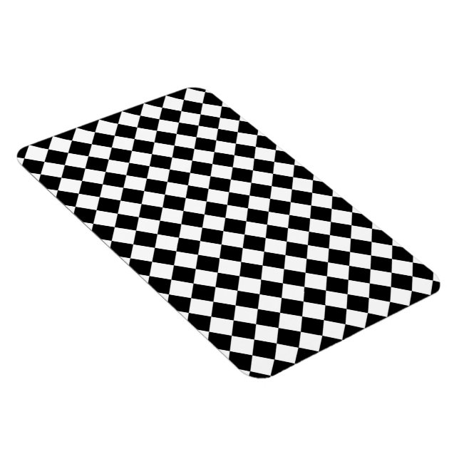 Black White Diamond Check pattern Magnet (Right Side)