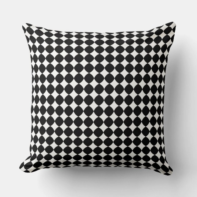 Black & White Diamond Checker Pattern Throw Pillow (Front)