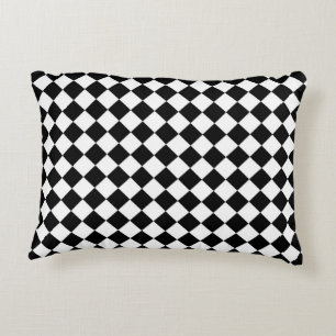 Black White Diamond Chequerboard Decorative Pillow