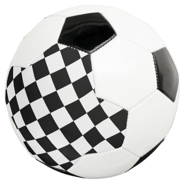 Black White Diamond Chequerboard Soccer Ball (Three Quarter)