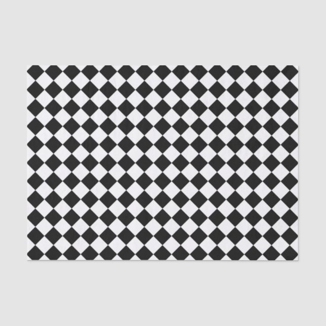Black White Diamond Chequerboard Tissue Paper (Front)
