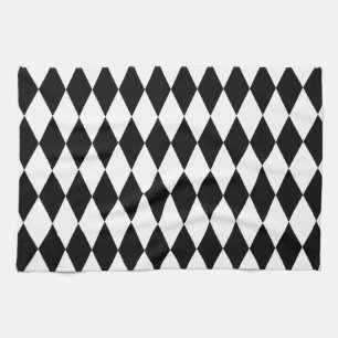 Black & White Diamond Harlequin Pattern Kitchen Towel