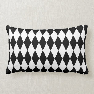 Black & White Diamond Harlequin Pattern Lumbar Pillow