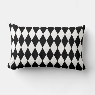 Black & White Diamond Harlequin Pattern Lumbar Pillow