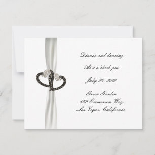 Black & White Diamond Heart Wedding Reception Card