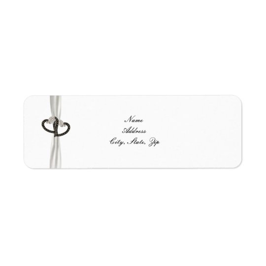 Black & White Diamond Hearts Address Labels