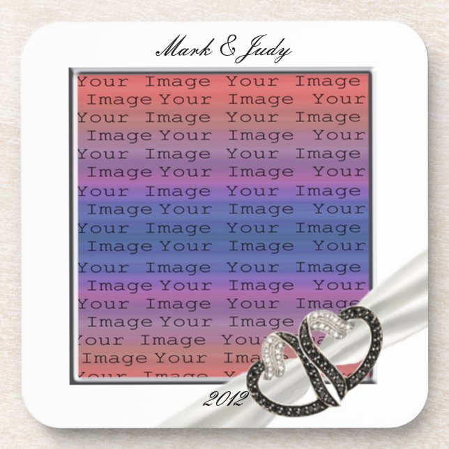 Black & White Diamond Hearts Coasters (Front)