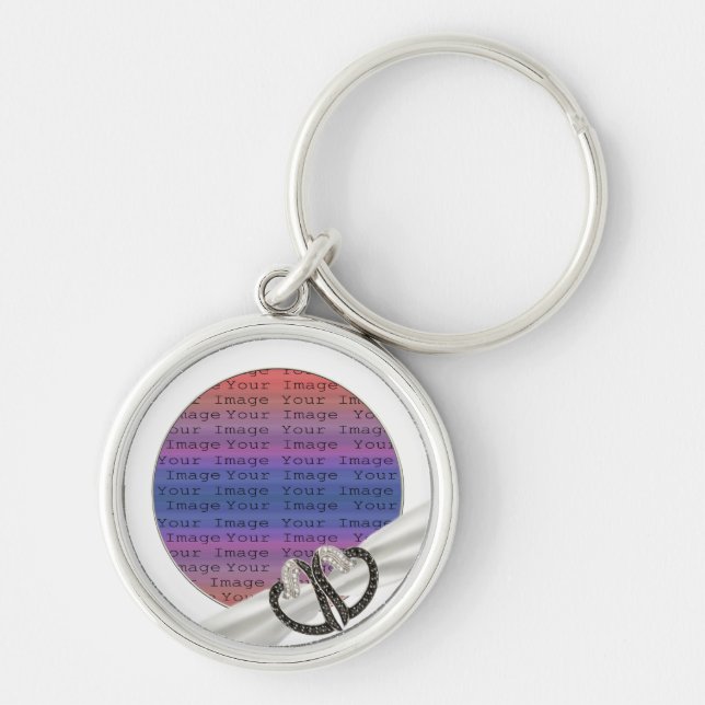 Black & White Diamond Hearts Key Chain (Front)