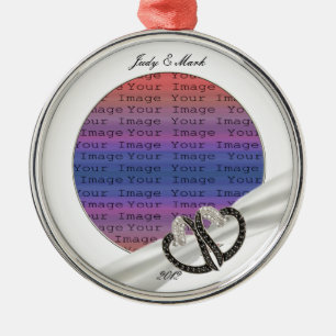 Black & White Diamond Hearts Ornament