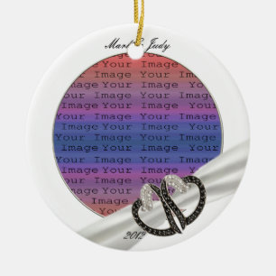 Black & White Diamond Hearts Ornament