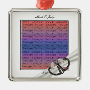 Black & White Diamond Hearts Ornament