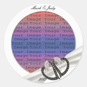 Black & White Diamond Hearts Stickers