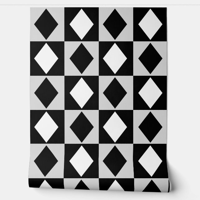  Black White Diamond Rhombus Shape Wallpaper (Unrolling)