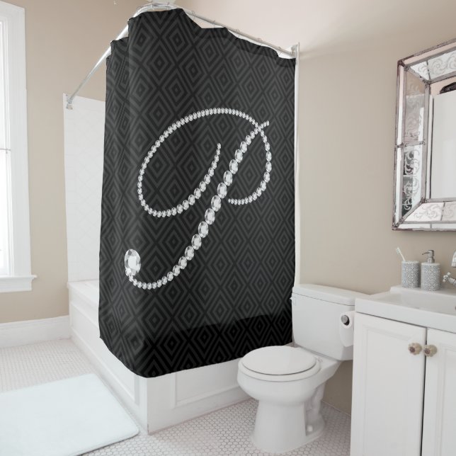 Black & White Diamonds Letter P Monogram (In Situ)