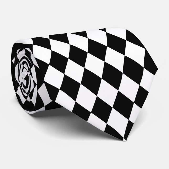 Black & White Diamonds Tie (Rolled)