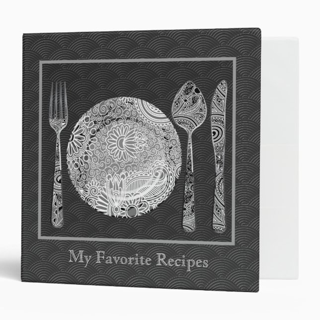 Black & White Dinner Table Setup Binder (Front/Inside)