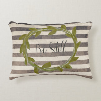 Black & White Distressed Stripe Ivy Wreath Pillow