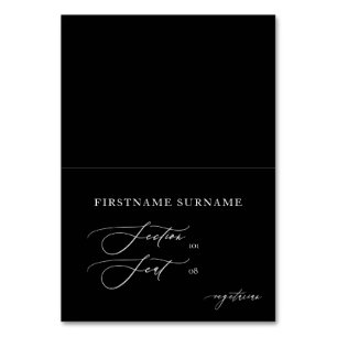 Black White DIY Folded Wedding Place Card