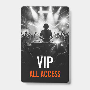 Black White DJ Party Concert VIP All Access Badge