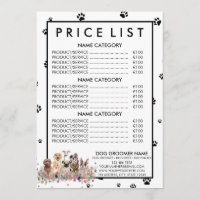 Black White Dog Groomer Price List