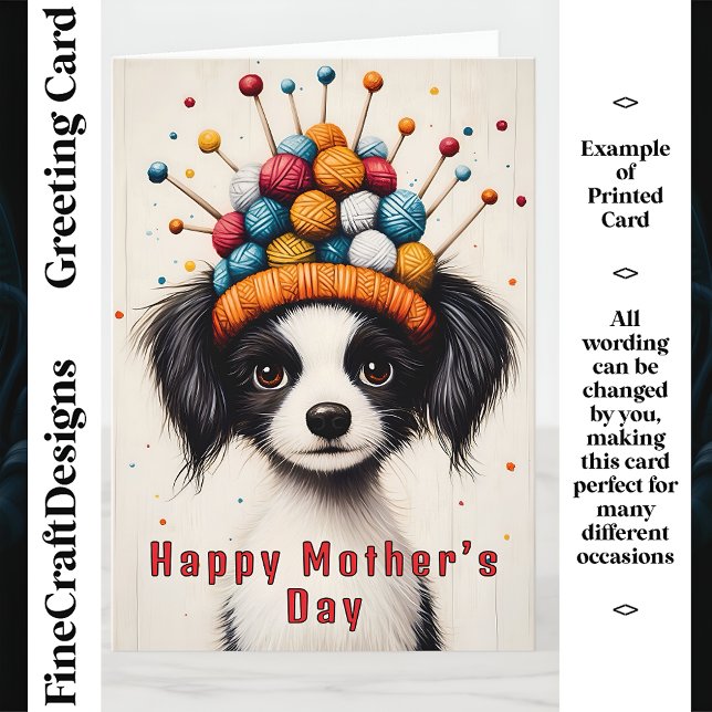 Black & White Dog, Yarn Ball Hat CY1 Custom Mother Card (Creator Uploaded)